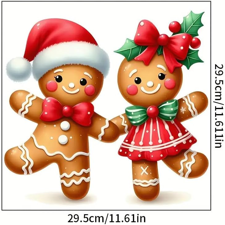 DIDOSOFT Festive Christmas Gingerbread Man Toilet Cover Sticker Decals,Fish Bird Flower Leaf Waterproof Toilet Lid Tank Seat Decals Cistern Self-Adhesive Bathroom Wall Sticker - Image 4